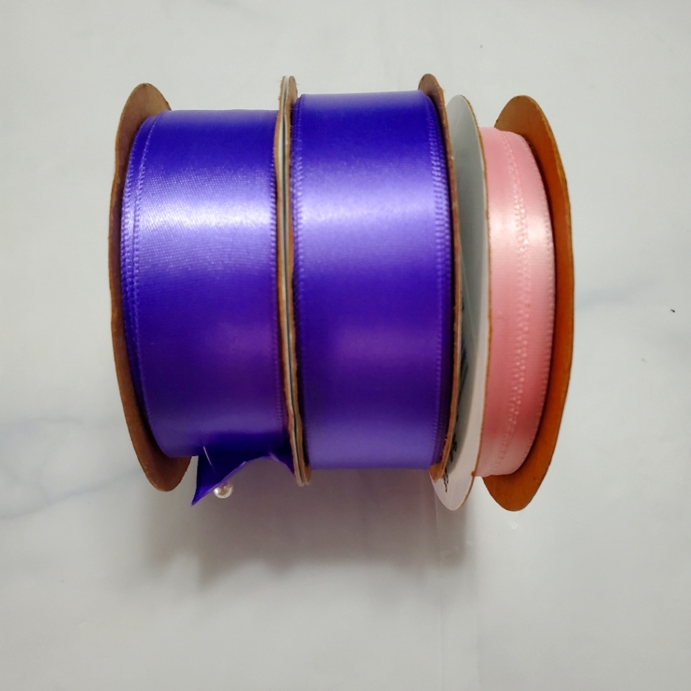 Offray 2 Puple 1 Pink Roll Of Ribbon Set of 3 Ribbon Rolls 2: 1 in, 1:  1/2 inch